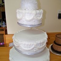 25 Years... An "old fashioned" cake...made to look like the brides wedding cake from 25 years ago! yellow cake with BC