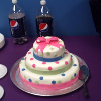 Haley's Polka Dot Birthday Cake This was for my youngest Daughter Haley's 12th Birthday!She had a glow Party at Pump It Up !Chocolate cake with chocolate Buttercream...