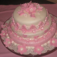 Pink Mini Tiered Shower Cake My 1st tiered fondant cake TFL