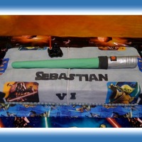 Star Wars Star wars... this is what the birthday boy wanted... all edible! Half the cake is chocolate with cream cheese filling and the other half...