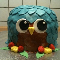 Turquoise And Brown Owl Chocolate fudge cake with cookies 'n cream buttercream icing and fondant decorations. Inspired by eatCakes. This was a cake for an...