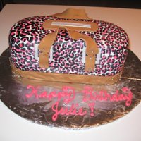Pink Leopard Print Purse Cake My first purse cake ever! This was a strawberry cake with strawberry filling and buttercream covered with fondant. I intended on making a...