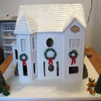 Gingerbread Estate This two story estate took me 3 weeks to make. The gingerbread is covered in white fondant and scored to give a siding look. The roof is...