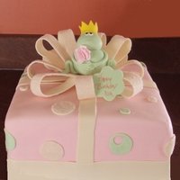 Ilia Cake 10" square black and white filled with buttercream. Covered with and decorations made from homemade MF. Made for a 1 yrs b-day. Thanks...