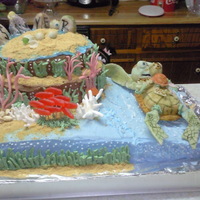 Finding Nemo Finding Nemo cake, Themed with the Sea Turtles going through the current. Coral reef with island up top, rocks spelling out childs name and...