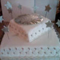 Girl Scout Silver Award Cake I made this cake for my daughters girl scout troop. I duplicated the silver award they were getting with fondant and sprayed it with silver...