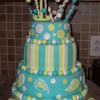Teal And Lime Teal and Lime Green birthday cake. The cake also had a 3 on top for "13", but it cracked and had to be repaired it wasnt dry when...