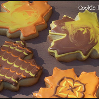 Fall Leaves Old Fashioned Sugar Cookie with Royal Icing. Toothpick used for design.