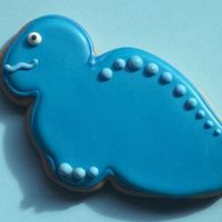 Traveling Dino Old Fashioned Sugar Cookie with Royal Icing. Design inspired by many of the cookies I've seen here on CC, especially Jen Whitlock'...