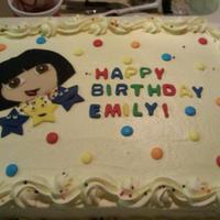 Dora Fondant Dora and stars and buttercream icing.Thanks ladies for all the great ideas