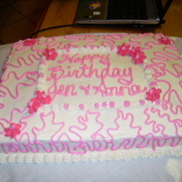 Birthday Cake pink royal icing drop flowers sheet cake