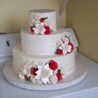 1St Wedding Cake buttercream icing, gumpaste flowers