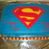Superman Logo Cake The S was made with fondant. Did this for a friend who is a huge Superman fan.