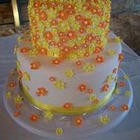 Fall Flowers Wedding Cake Two tier fondant covered cake with gumpaste flowers.