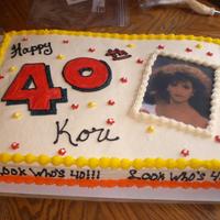 Birthday white cake with butter cream icing with edible image for picture