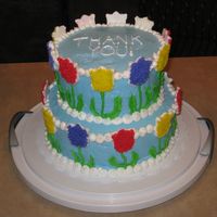 Thank You Flower Cake This cake was made as a "Thank You" to the teachers and staff at the school where I student taught. The cakes are plain white,...