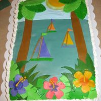 Sunset Fondant Birthday Cake I was given a napkin as the "inspiration" for this cake, and I replicated the napkin design in layered fondant. The napkin is the...