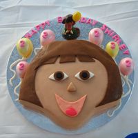 Dora The Explorer 2 Year Old Birthday Cake I made this cake for my two year old cousin. I enjoyed making this cake. I would make her mouth different if I did it again. It is made out...