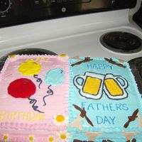 Weird Dual Cake Friend wanted a half happy birthday and half happy father's day cake. Birthday was for his mom. The only info I got was "make it...