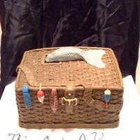 Groom's Cake Butter cake with buttercream frosting. fish and hooks made of fondant.