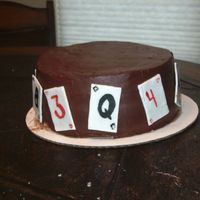 Card Game Cake this is a cake i made for my gran's weekly bridge game. yellow doctored cake mix, raspberry filling, milk chocolate ganache covering,...