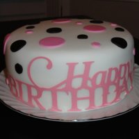 Happy Birthday Cake Pink and Brown birthday cake. Happy Birthday was cut out with a Cricut.