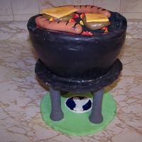 Father's Day Bbq Grill The hotdogs and cheeseburgers are made of fondant. The cake is 8 inch white cake with raspberry filling and covered in fondant. The stands...