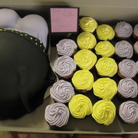 Bye Bye Belly! imprinted foot on the right side with matching cupcakes. 1M tip for BC icing on cuppies & fondant decor. Thanks for the inspiration...