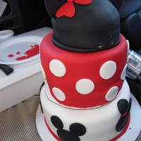 Minnie Inspired Minnie mouse cake inspired ... one cake disaster not to be re-lived! LONGEST delivery, supports were giving way & sliding off bases....