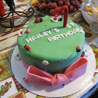 Oh So Sweet Ladybug Birthday Fondant decor with pearls & dusted with luster & sketched with americolor edible pens