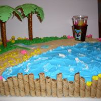 Hawaii Themed Cake Order... Thanks to all CC members for their ideas! The sand is crushed and sifted cinnamon grahams, honey teddy grahams, mini nilla wafers, and...