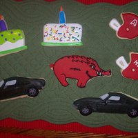 My Husband's Birthday Cookies Cookies are some of my husband's favorite things. His 1967 Ford Mustang. It is a very dark green that looks black. Had to mix a lot to...