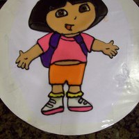 Dora Dora done in color flow. I thought it would make a cleaner looking picture for the Birthday cake for my granddaughter