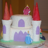 Disney Princess Castle Cake I made this cake for my daughter's princess birthday party. The bottom tier is an 8-inch square and the top tier is a 6-inch round....