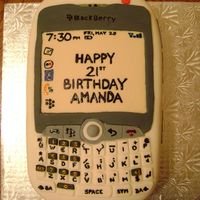 Blackberry Phone White Chocolate Cake with Chocolate Ganache covered with Marshmallow Fondant.