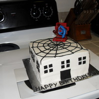 Spiderman Spiderman cake. I really wanted to do red fondant lettering on the top but I was having so much trouble getting the cutouts out of the...