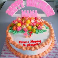 Classy Cake Chocolate cake with marshmallow icing and sugar flowers that i made:)