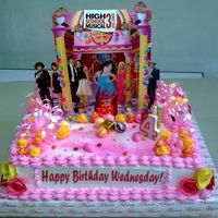 High School Musical Chocolate cake with marshmallow icing and roses sugar flowers:)