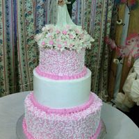 Pink Wedding Cake This is the second wedding cake i made. The first layer is mocha, the middle is orange chiffon, and the top is supermoist chocolate cake....