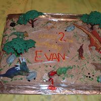 Dinosaur Birthday Cake yes, this is a bloody, gory cake for a 2 yr. old.. he loves dinosaurs and watches all the movies where they eat people and each other. he...