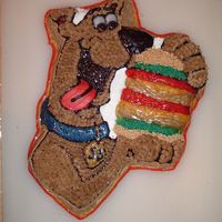Scooby Doo my cousins 6th birthday cake. you can tell where i messed up. i should have done the whole background and sides in white. i didnt think it...