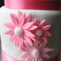 White Mini Cake With Pink Daisys 