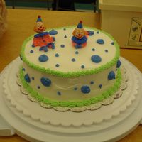 Wilton Course 1-Clown Cake I was inspired by a ton of cakes here on CC, thank you! I'm pretty pleased with how it turned out, for my first cake. Buttercream is...