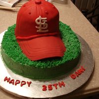 St. Louis Cardinals Hat Cake This was only my second time covering a cake in fondant, and my first hat cake. Bill is gumpaste molded over a real hat bill that I let dry...