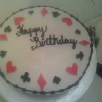 Aces Cake Cake for a team called ACES from a company that a friend works at, was for her boss's birthday. Yellow cake with BC, pardon the cell...