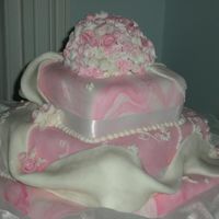 Marbled, Pink, And Square first real wedding cake