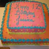 Two Layer Bright Colors This cake went to a birthday party at City Limits. (Dance Club)