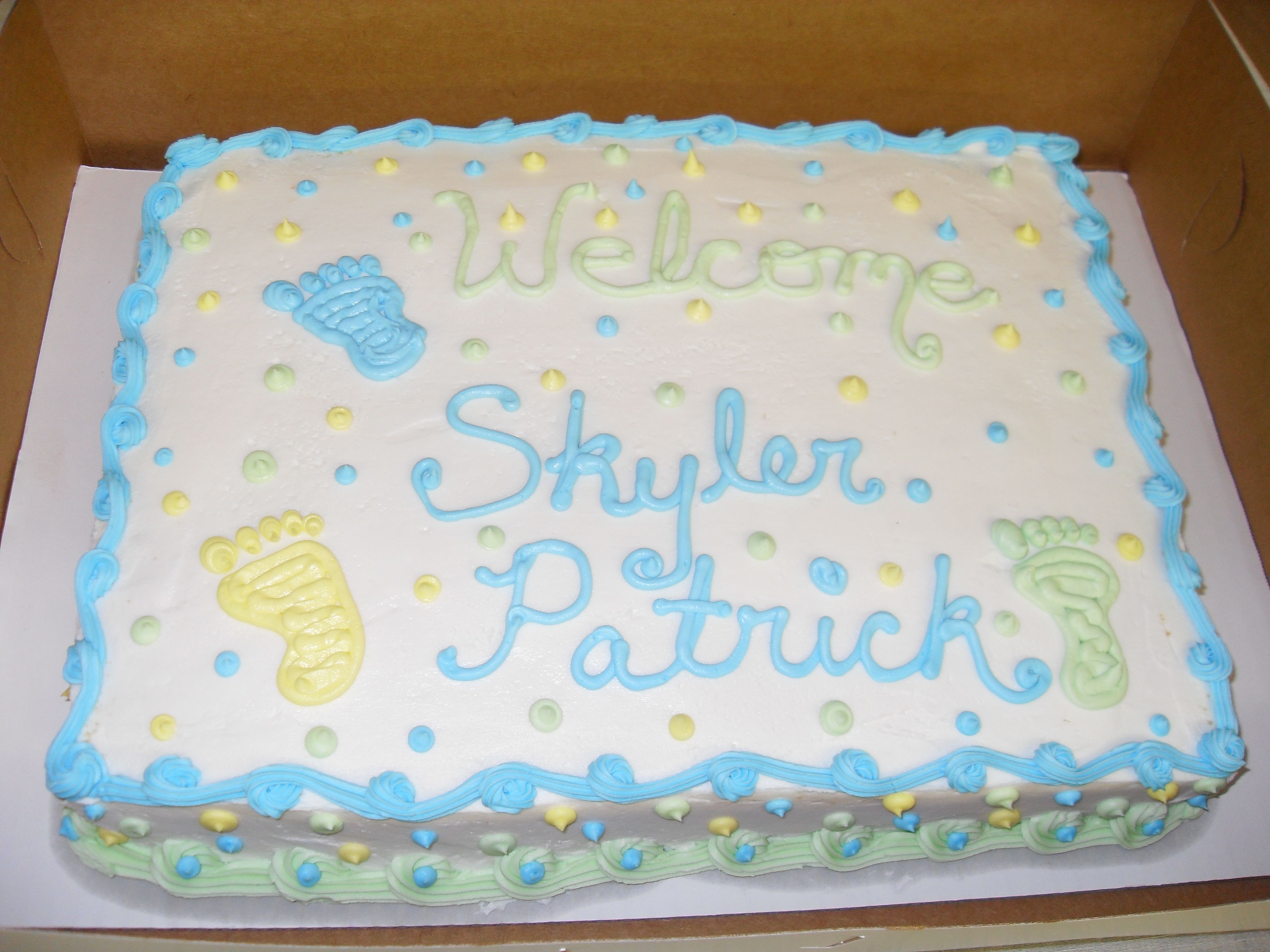 Baby Shower I did this cake for a GUY 's baby shower. I wanted the guy to have boy looking cake so that is why I used baby's name and just...