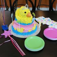 Piper's 2Nd Birthday Cake Piper's 2nd Birthday Cake - Duck Cake Pan with Fondant bottom with Fondant Ducks and Umbrella's