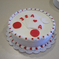 Poker Cake Buttercream icing over pound cake. The cards and chips are fondant.